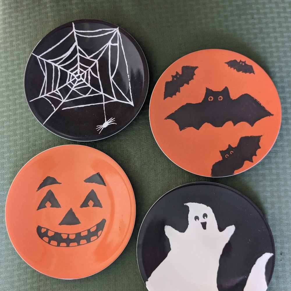 Pottery Barn Kids Halloween Dessert Plates - Orange & Black